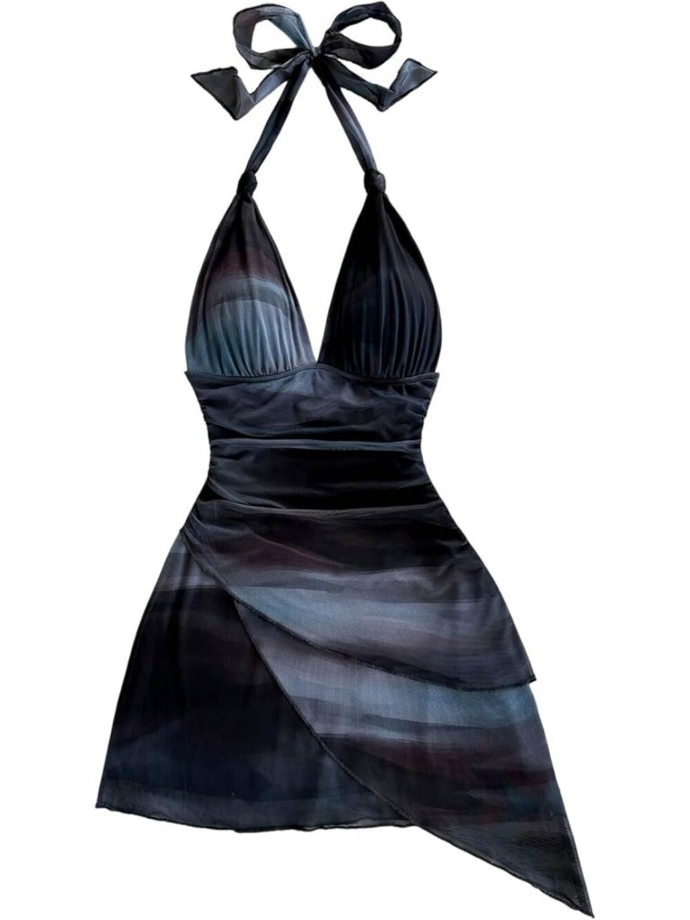 Y2K Summer Beach Halter Mini Dress for Women - Trendy, Flowy & Stylish